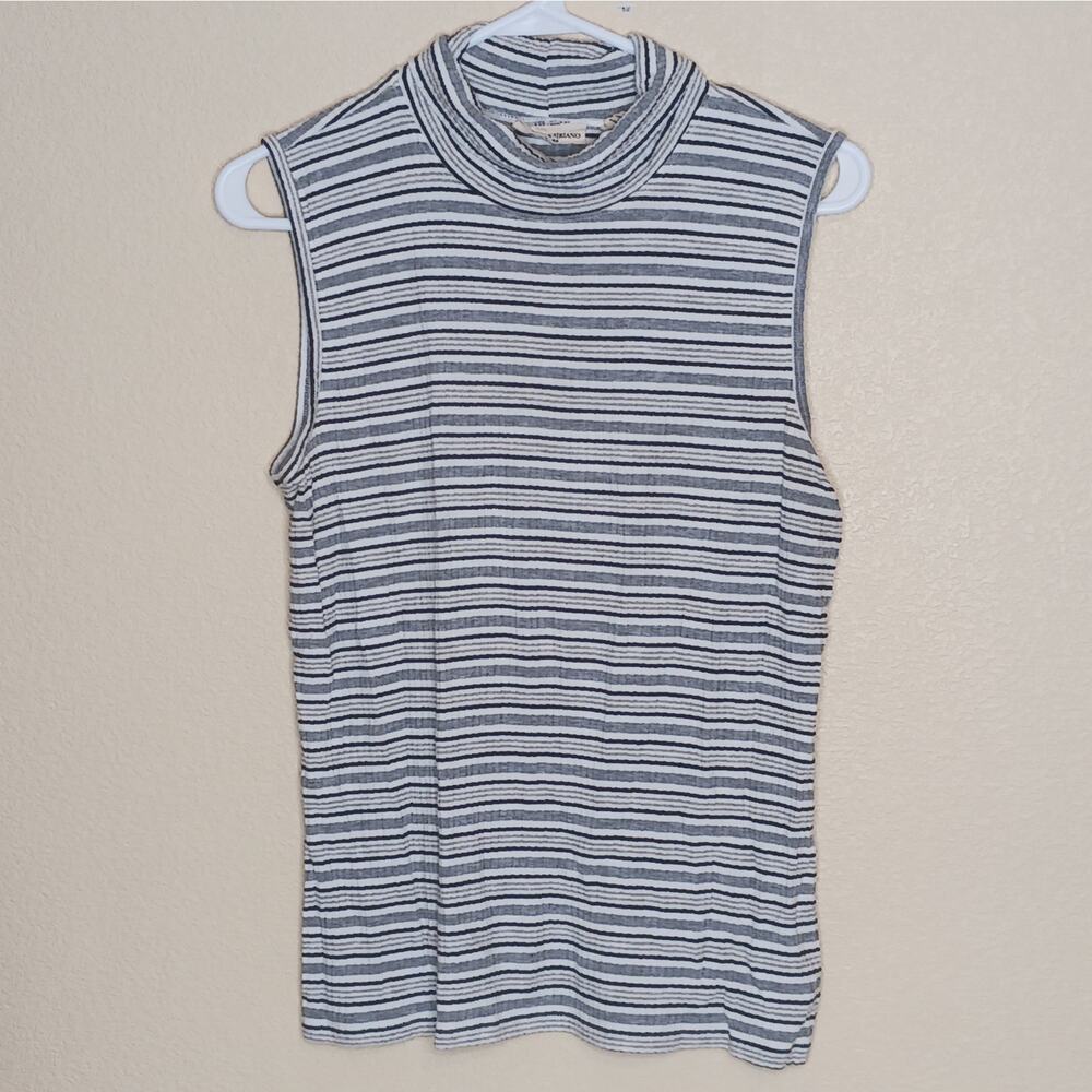 Christian Soriano Top Womens XL Actual S Gray Striped Sleeveless Turtleneck Knit